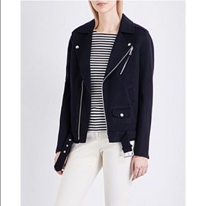 NAVY BLUE SUEDE THEORY MOTO JACKET